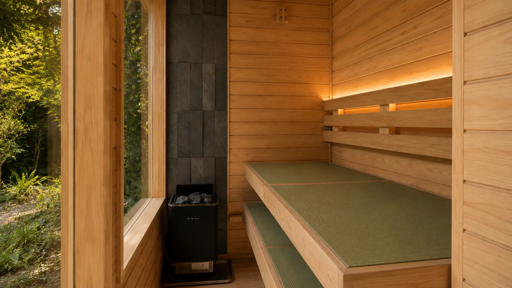 Tatami flooring option inside a MySauna sauna room